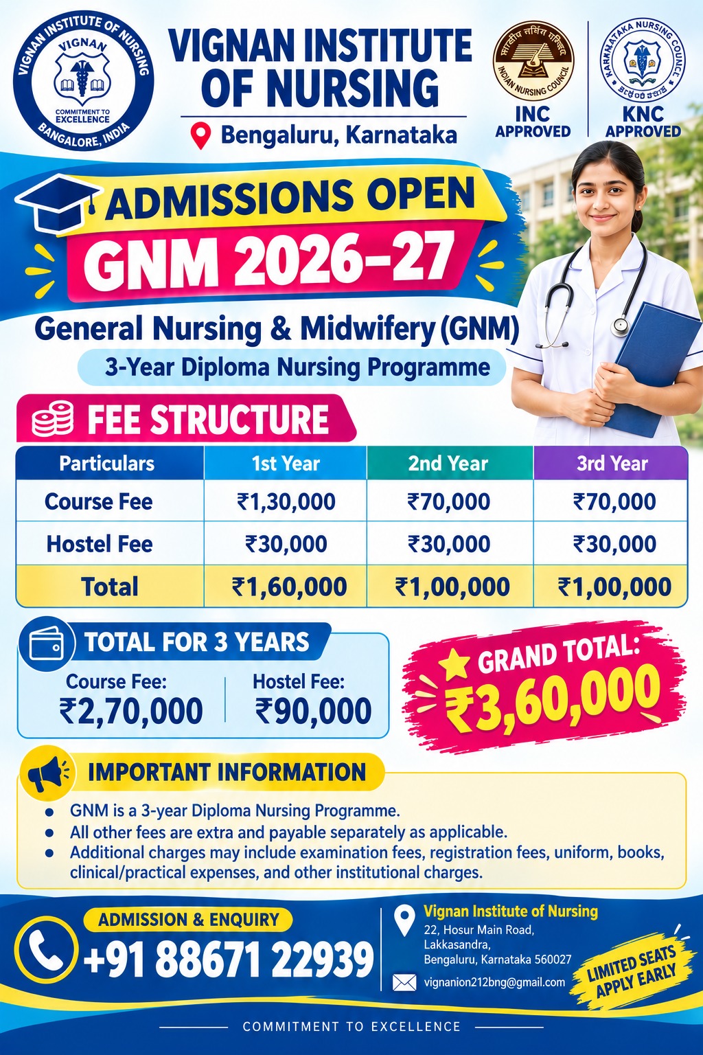 Vignan Institute of Nursing - GNM Admissions 2026-27